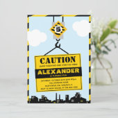 Invitation Panneau de prudence de construction Boy Fête d'ann (Debout devant)