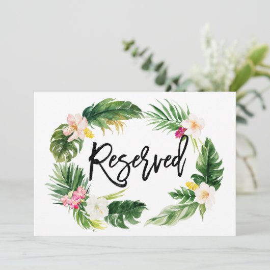 Invitation Panneau de réservation de couronne florale tropica (Debout devant)