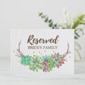 Invitation Panneau de réservation de mariage aux succulentes  (Debout devant)