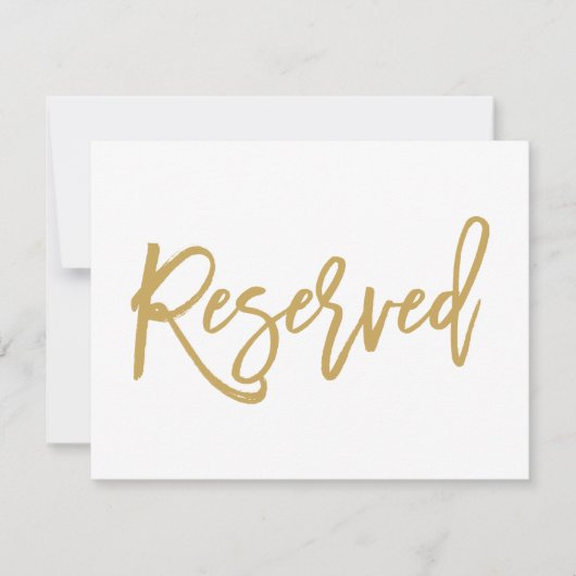 Invitation Panneau de réservation de mariage en or chic écrit (Devant)