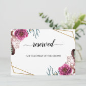 Invitation Panneau de réservation de sièges Mariage Fleur de  (Debout devant)