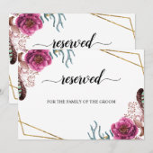 Invitation Panneau de réservation de sièges Mariage Fleur de  (Devant / Derrière)