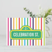 Invitation panneau de rue couleurs primaires pluie parti mode (Debout devant)