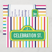 Invitation panneau de rue couleurs primaires pluie parti mode (Devant / Derrière)