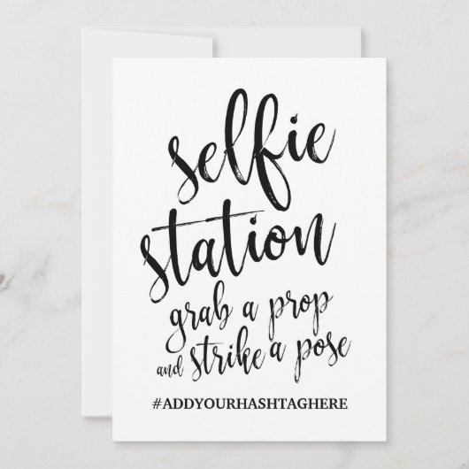 Invitation Panneau de Selfie Station Noir et Blanc Pas Cher (Devant)