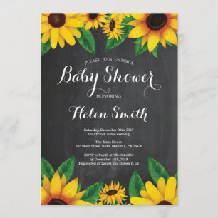 Invitation Panneau de signalisation Baby shower Sunflowers In