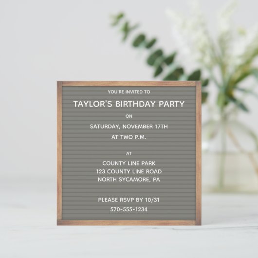 Invitation Panneau de signalisation gris pour toute occasion  (Debout devant)