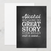 Invitation Panneau de table 5x7 Chalkboard Parce que l'alcool (Devant / Derrière)