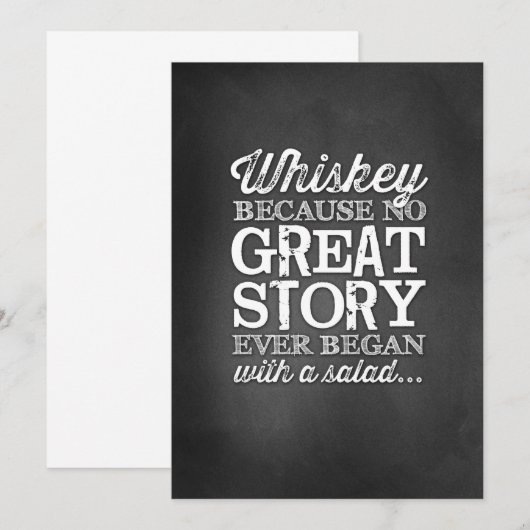 Invitation Panneau de table 5x7 Chalkboard Whiskey Parce que (Devant / Derrière)