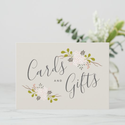 Invitation Panneau de table de mariage botanique Fleurs d'hor (Debout devant)