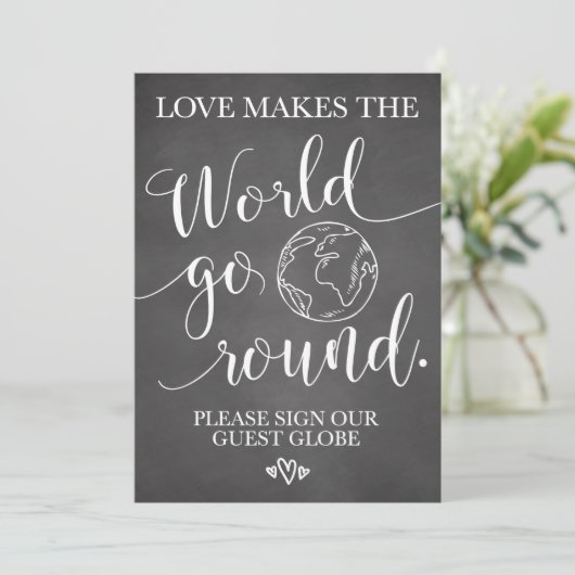 Invitation Panneau de table de mariage Globe Invité (Debout devant)