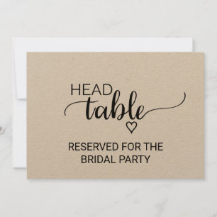 Invitation Panneau de table de mariage simple en faux kraft
