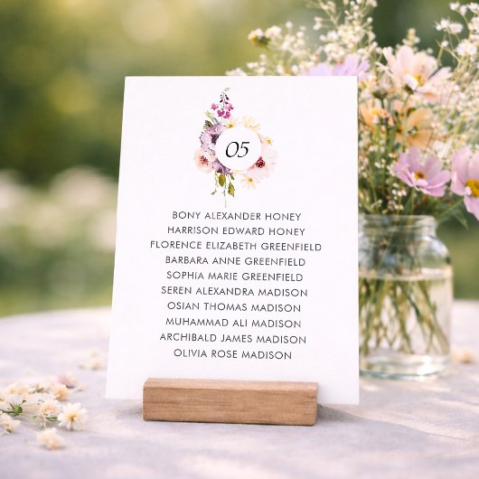Invitation Panneau de table de plan de salle de mariage flora