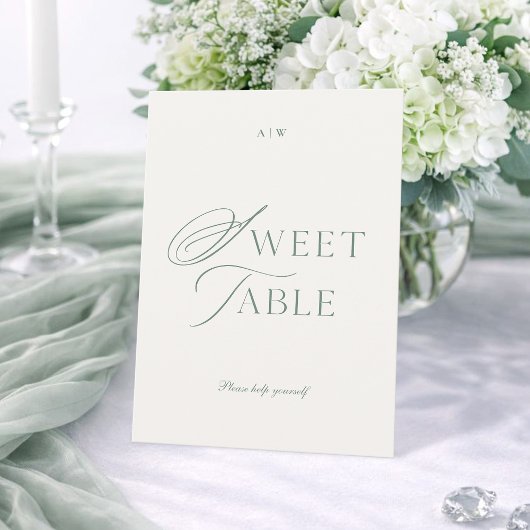 Invitation Panneau de table doux vert sauge minimal