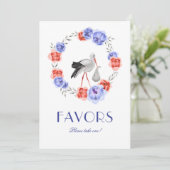 Invitation Panneau de table pour la fête prénatale Fleurs ble (Debout devant)