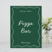 Invitation Panneau de table Retro Green Handwriting Pizza Bar (Debout devant)