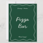 Invitation Panneau de table Retro Green Handwriting Pizza Bar (Devant)