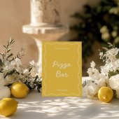 Invitation Panneau de table Retro Yellow Handwriting Pizza Ba