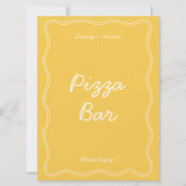 Invitation Panneau de table Retro Yellow Handwriting Pizza Ba (Devant)