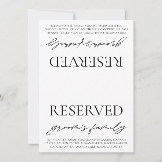 Invitation Panneau de tente de table réservée pour mariage bl (Devant)