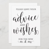 Invitation Panneau Décor Mariage Conseils et Bien Souhaits (Devant / Derrière)