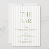 Invitation Panneau élégant Sage Green & Beige Mariage Bar (Devant)