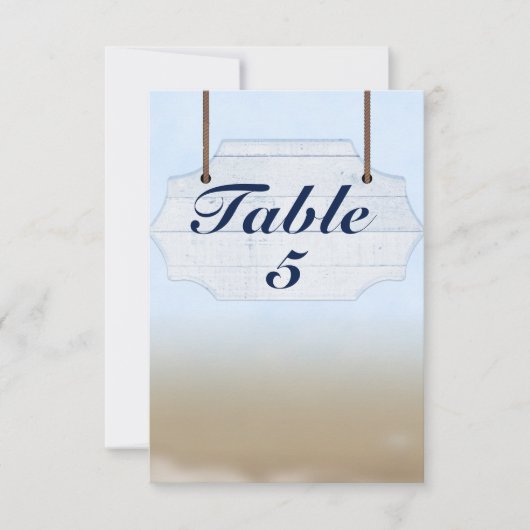 Invitation Panneau en bois blanc pour mariage à la plage avec (Devant)