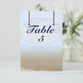 Invitation Panneau en bois blanc pour mariage sur la plage av (Debout devant)