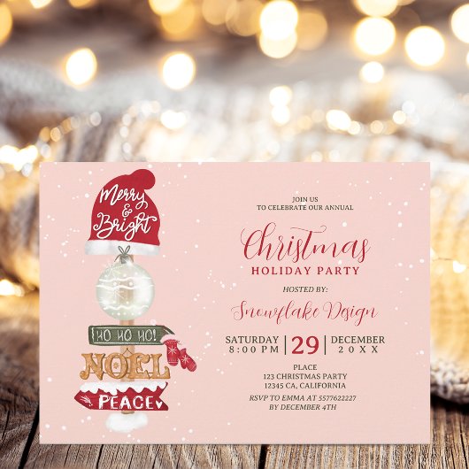 Invitation Panneau en bois rustique entreprise Noël