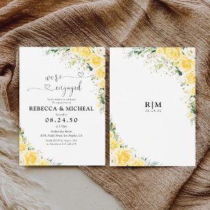 Invitation Panneau en mousse floral jaune élégant pour fête d