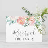 Invitation Panneau Fleurs de Paon Romantiques Réservé (Debout devant)