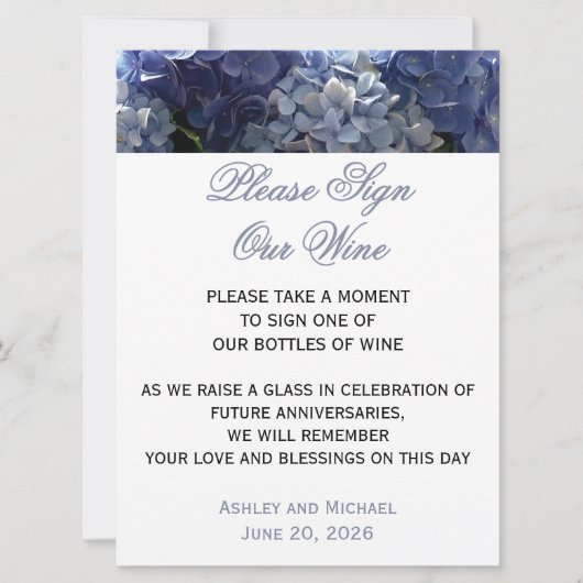 Invitation Panneau Hydrangea Signez Notre Vin (Devant)
