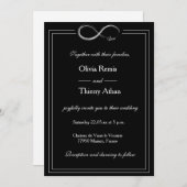 Invitation Panneau Infinity Noir et blanc Unique Mariage Chic (Devant / Derrière)