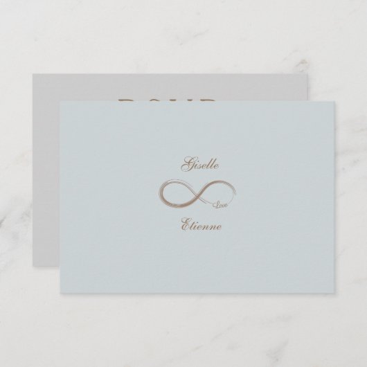 Invitation Panneau Infinity Or Bleu Personnalisé Nom Mariage  (Devant / Derrière)