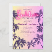 Invitation Panneau lumineux rose néon Plage Bachelorette Itin (Devant)