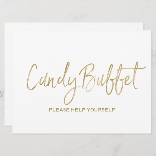 Invitation Panneau Mariage "Candy buffet" | Or élégant (Devant / Derrière)
