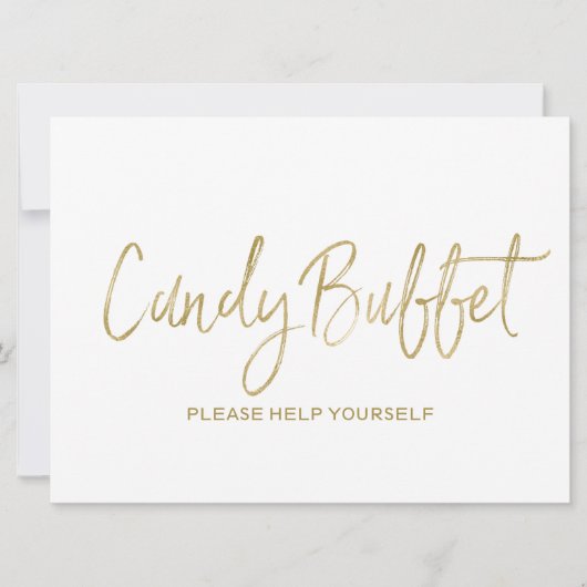 Invitation Panneau Mariage "Candy buffet" | Or élégant (Devant)