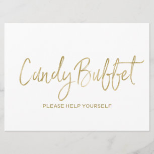 Invitation Panneau Mariage "Candy buffet" Or élégant
