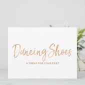 Invitation Panneau Mariage "Chaussures dansantes" | Rose or é (Debout devant)