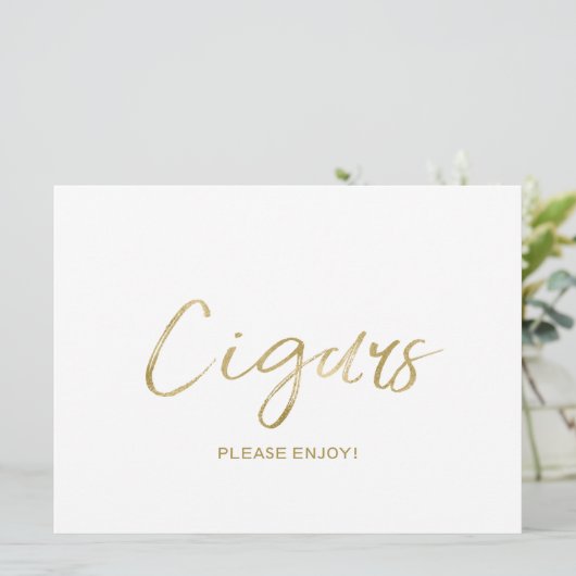 Invitation Panneau mariage "Cigars" | Or élégant (Debout devant)