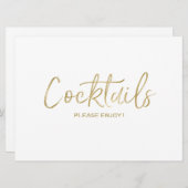 Invitation Panneau Mariage "Cocktails" | Or élégant (Devant / Derrière)