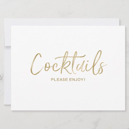 Invitation Panneau Mariage "Cocktails" | Or élégant (Devant)