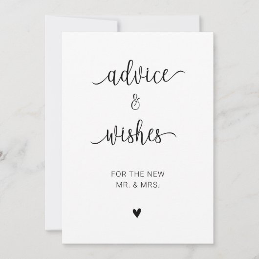 Invitation Panneau Mariage De Conseils Et De Voeux Minimalist (Devant)