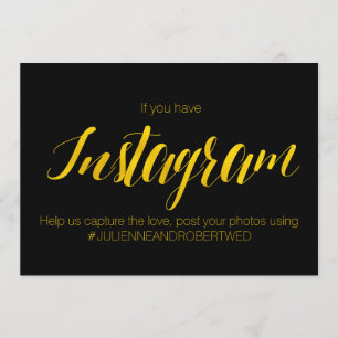 Invitation Panneau Mariage de Faux Gold Foil "Hashtag Instagr