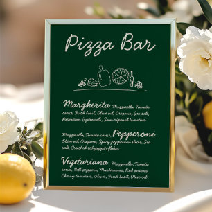 Invitation Panneau Mariage de la barre de pizza à main verte