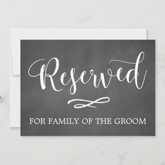 Invitation Panneau Mariage de siège réservé Calligraphie simp (Devant)