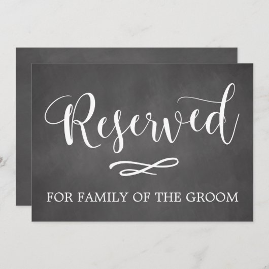 Invitation Panneau Mariage de siège réservé Calligraphie simp (Devant / Derrière)