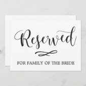 Invitation Panneau Mariage de siège réservé Calligraphie simp (Devant / Derrière)