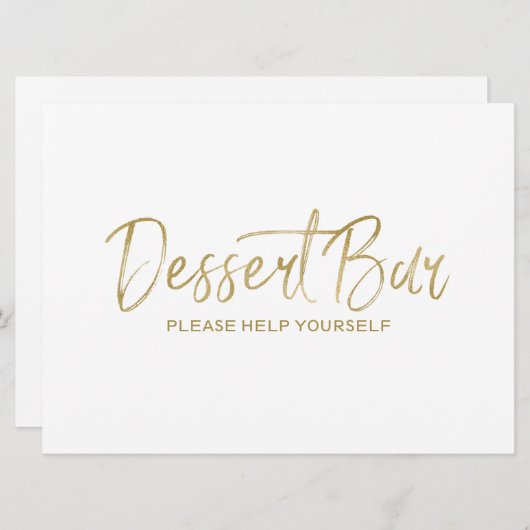 Invitation Panneau Mariage "Dessert bar" | Or élégant (Devant / Derrière)