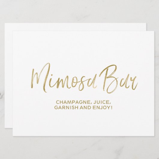 Invitation Panneau Mariage "Mimosa Bar" | Or élégant (Devant / Derrière)